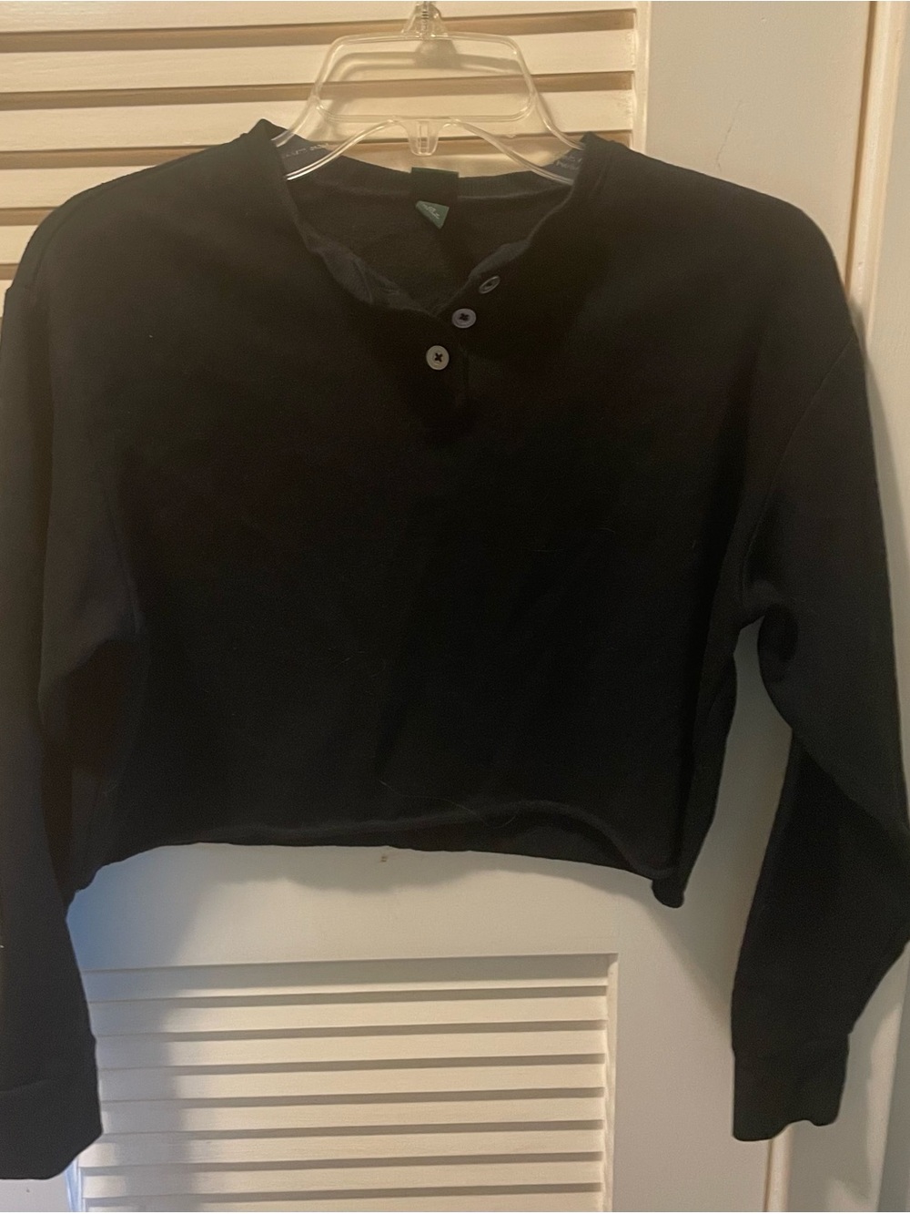 wild fable Black Cropped Henley Crewneck Sweater